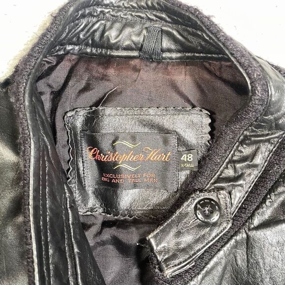 Vintage Christopher Hart Leather Jacket Full Zip Black Men's 48 XL TALL - Picture 2 of 9